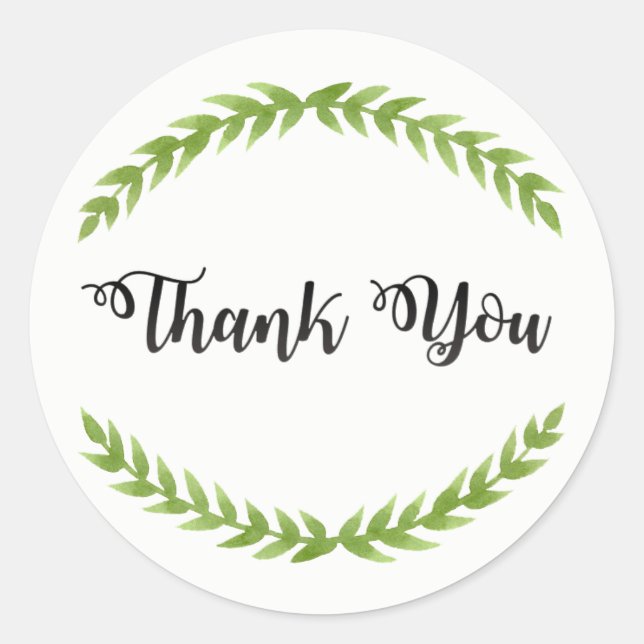 Vintage Thank You Sticker with Leaves (Front)