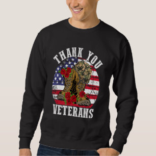 Vintage Thank You Veterans Combat Boots Flower Vet Sweatshirt