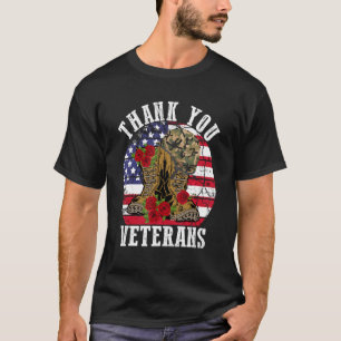 Vintage Thank You Veterans Combat Boots Flower Vet T-Shirt