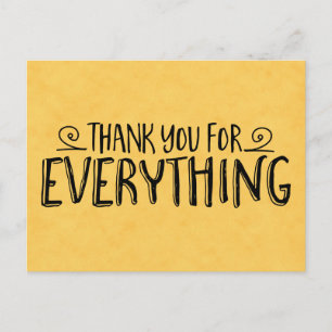 Vintage Thank You Yellow Gold & Black Handwritten Postcard