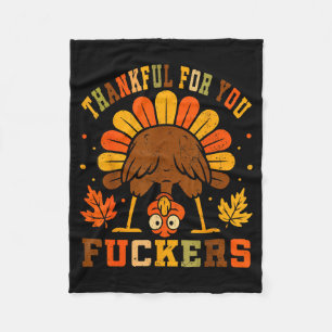 Vintage Thankful For You Forers Funny Thanksgiving Fleece Blanket