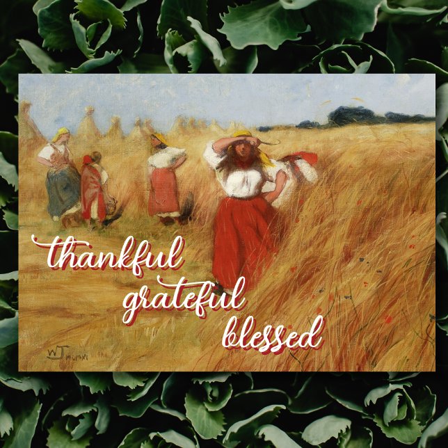 Vintage Thankful Grateful Blessed Harvest Tetmajer Holiday Card (Creator Uploaded)