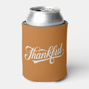 Vintage Thankful Thanksgiving Fall Gift Can Cooler