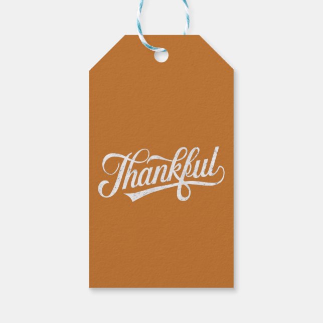 Vintage Thankful Thanksgiving Fall Gift Tags (Back)