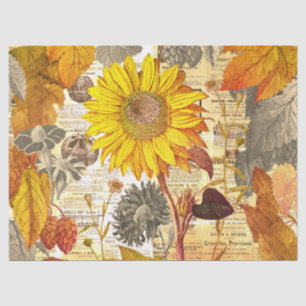 Vintage Thanksgiving Autumn Leaves Sunflower  Tissue Paper