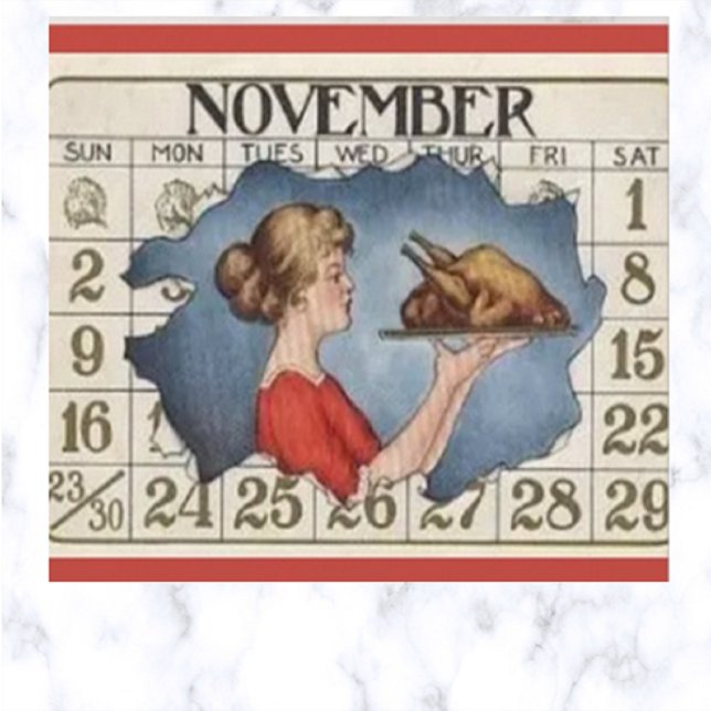 Vintage Thanksgiving Calendar Postcard (Creator Uploaded)