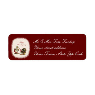 Vintage Thanksgiving Child & Turkey Return Address Label