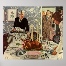 Vintage Thanksgiving Day Turkey Dinner with Family
