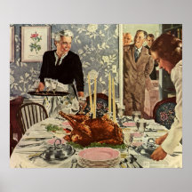 Vintage Thanksgiving Day Turkey Dinner with Family