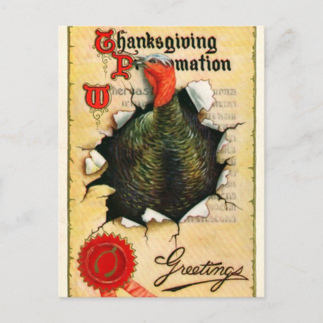 Vintage Thanksgiving Day Turkey Postcard (Front)
