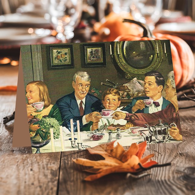 Vintage Thanksgiving Dinner Family Holiday Card (Creator Uploaded)