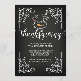 Vintage Thanksgiving Dinner Party Invitation