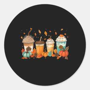Vintage Thanksgiving Fall Pumpkin Spice Latte Coff Classic Round Sticker