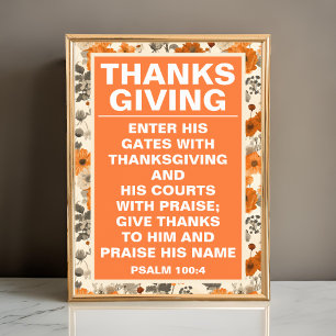 Vintage Thanksgiving Floral Wall Art Print