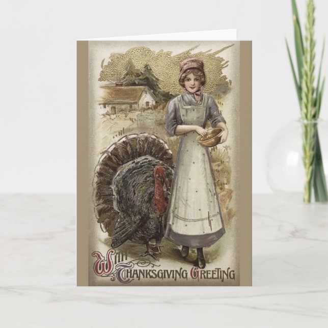 Vintage Thanksgiving Greeting Card (Front)
