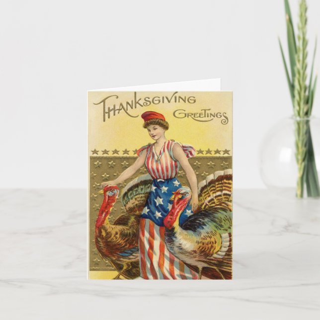 Vintage Thanksgiving Greeting Holiday Card (Front)