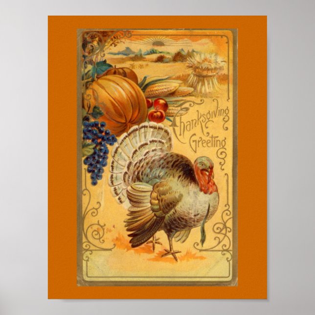 Vintage Thanksgiving Greeting Poster (Front)