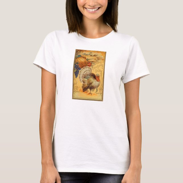 Vintage Thanksgiving Greeting T-Shirt (Front)