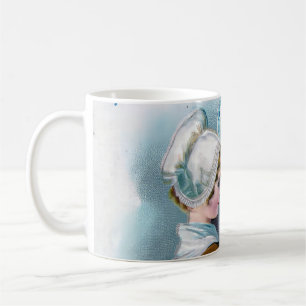 Vintage Thanksgiving Greeting with Pilgrim Girl Ba Coffee Mug