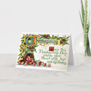 Vintage Thanksgiving Greetings Holiday Card