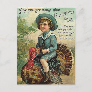 Vintage Thanksgiving Greetings Holiday Postcard