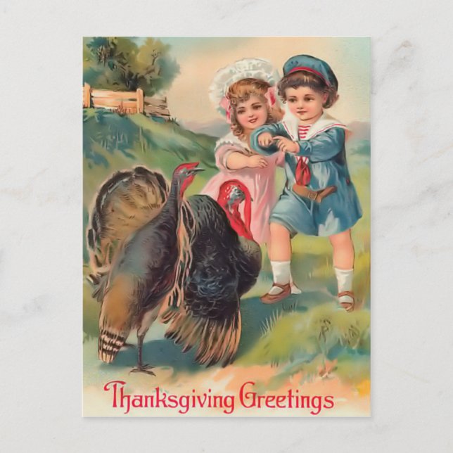 Vintage Thanksgiving Greetings Postcard (Front)