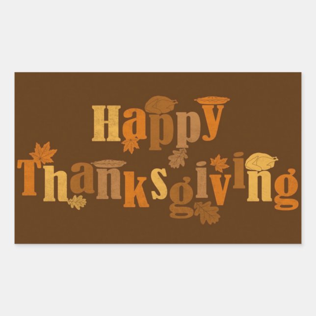 Vintage Thanksgiving Greetings Rectangular Sticker (Front)