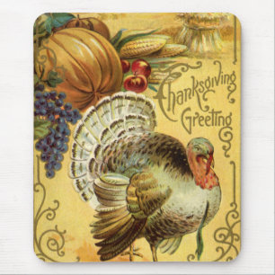 Vintage Thanksgiving Greetings with Turkey Mouse Pad