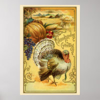 Vintage Thanksgiving Greetings with Turkey