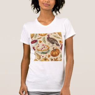 Vintage Thanksgiving Harvest Pattern Rustic Fall T-Shirt