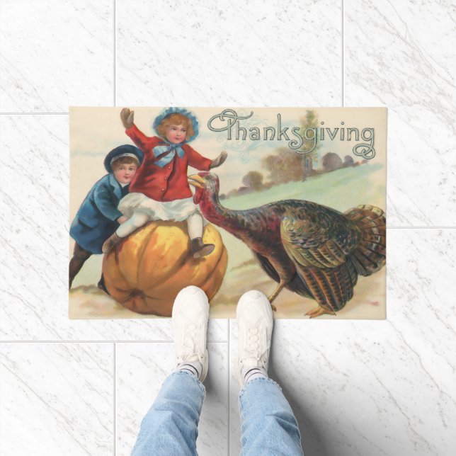 Vintage Thanksgiving Holiday Home Door Mat (Indoor)