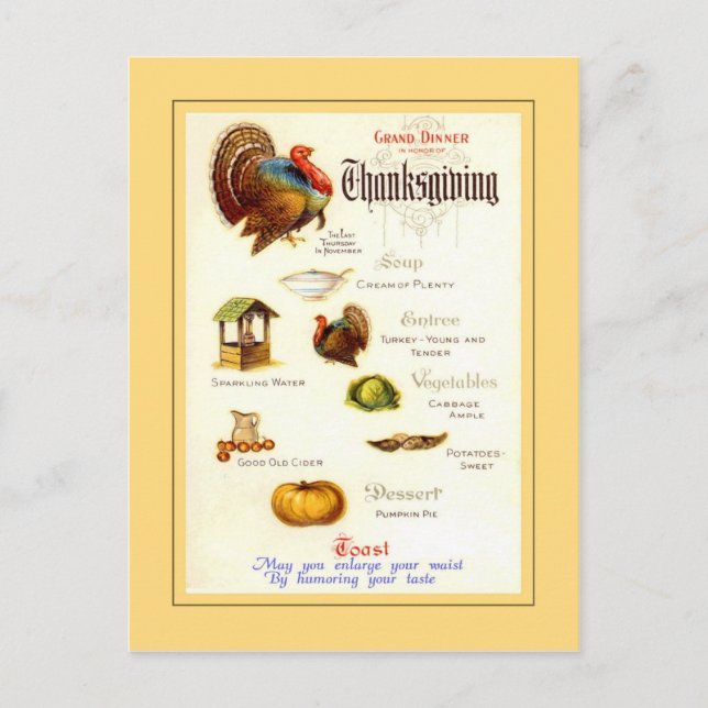 Vintage Thanksgiving Holiday Postcard (Front)
