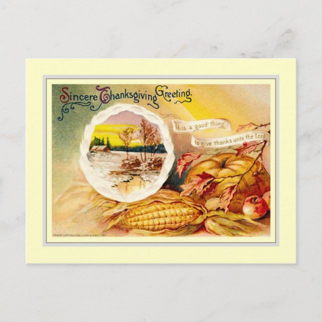 Vintage Thanksgiving Holiday Postcard (Front)