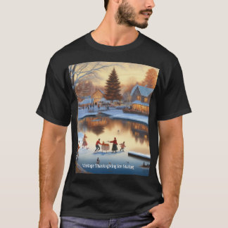 Vintage Thanksgiving Ice Skating T-Shirt