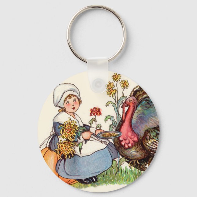 vintage thanksgiving key ring (Front)