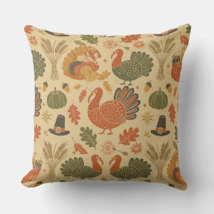 Vintage Thanksgiving Pattern Cushion