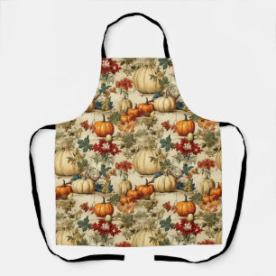 Vintage Thanksgiving Pumpkin Floral Harvest Apron