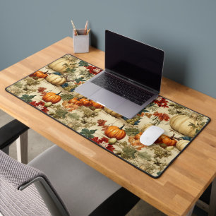 Vintage Thanksgiving Pumpkin Floral Harvest Desk Mat