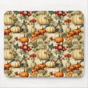 Vintage Thanksgiving Pumpkin Floral Harvest Mouse Pad