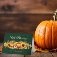 Vintage Thanksgiving Pumpkins Green Fall Blessings