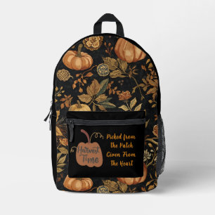 Vintage, Thanksgiving , Pumpkins Season Printed Backpack
