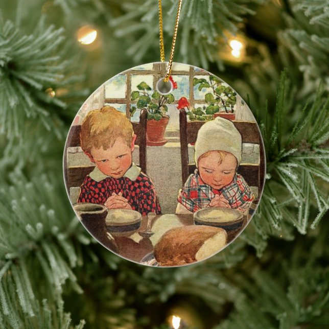 Vintage Thanksgiving, Thankful Children Ceramic Tree Decoration (Tree)