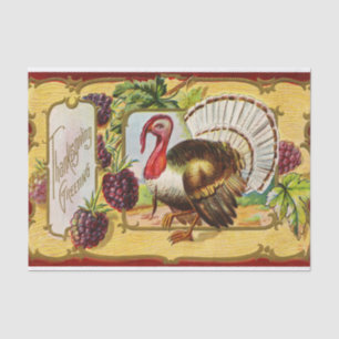Vintage Thanksgiving Turkey and Blackberries Tissue Paper