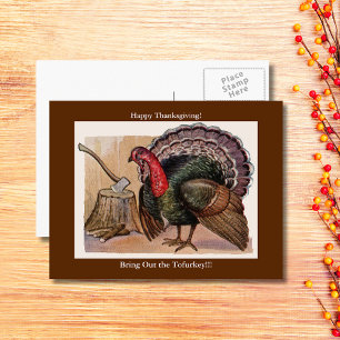 Vintage Thanksgiving Turkey Bring Out the Tofurkey Holiday Postcard