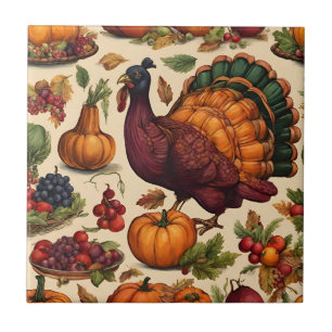 Vintage Thanksgiving Turkey  Ceramic Tile