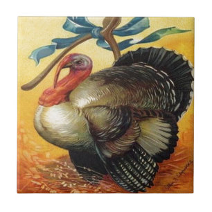 Vintage Thanksgiving Turkey Ceramic Tile