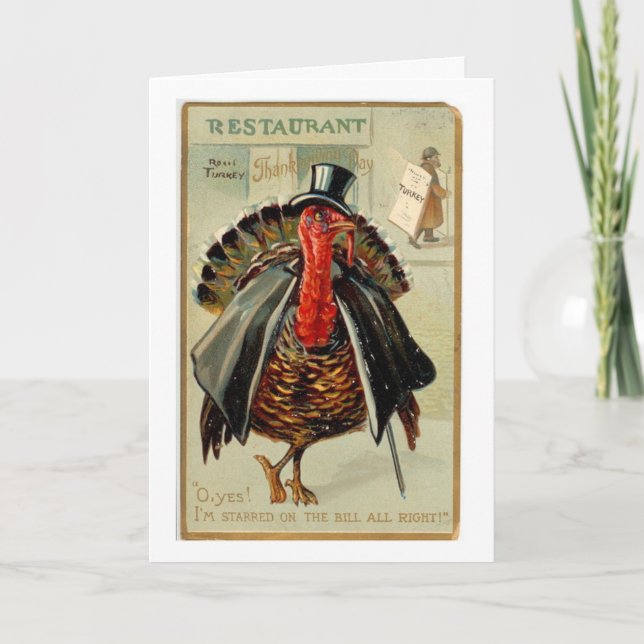 Vintage - Thanksgiving Turkey is a Star, Holiday Card (Front)