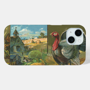 Vintage Thanksgiving, Turkey on the Farm iPhone 15 Case