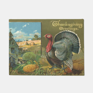 Vintage Thanksgiving, Turkey on the Farm Doormat