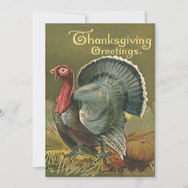 Vintage Thanksgiving, Turkey on the Farm Holiday Card (Front)